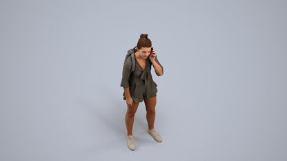 3D scanned girl kids casual, photorealistic archviz people for Enscape and SketchUp, back view render