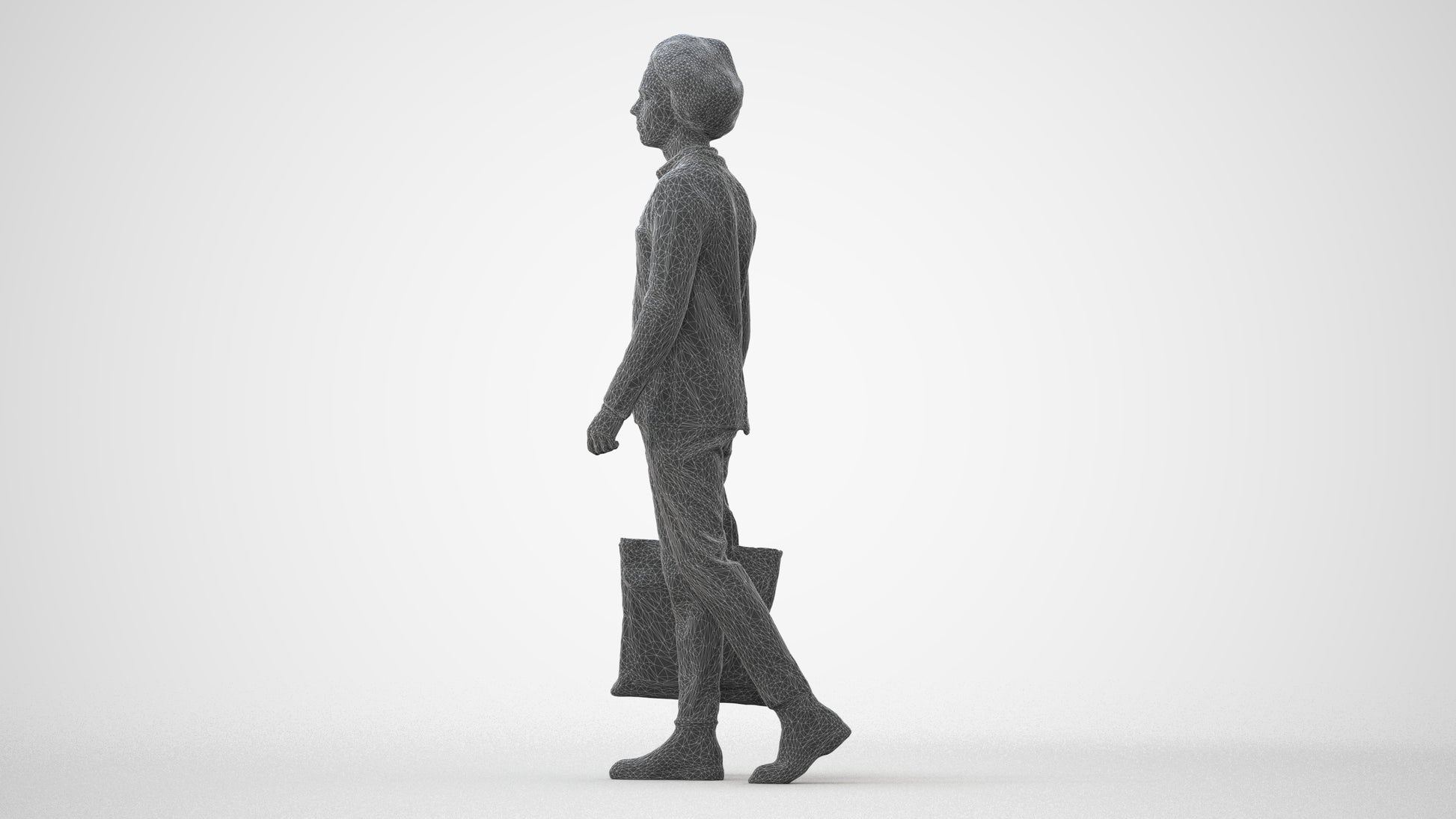 3D human model man business walking, photogrammetry scanned person for archviz, square thumbnail