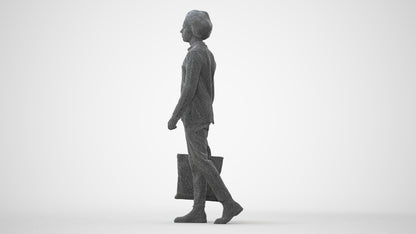 3D human model man business walking, photogrammetry scanned person for archviz, square thumbnail