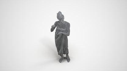 scanned 3D woman standing, photogrammetry people for Enscape and V-Ray, wireframe three-quarter view