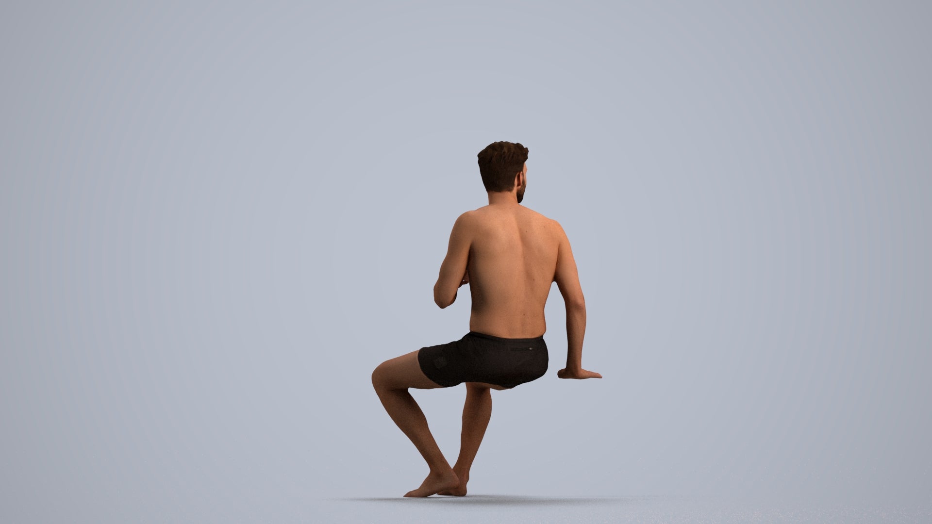 scanned 3D man pool, photogrammetry people for Enscape and V-Ray, front view render