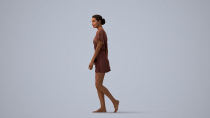realistic 3D human woman bathroom, archviz people FBX OBJ for Blender, three-quarter view render