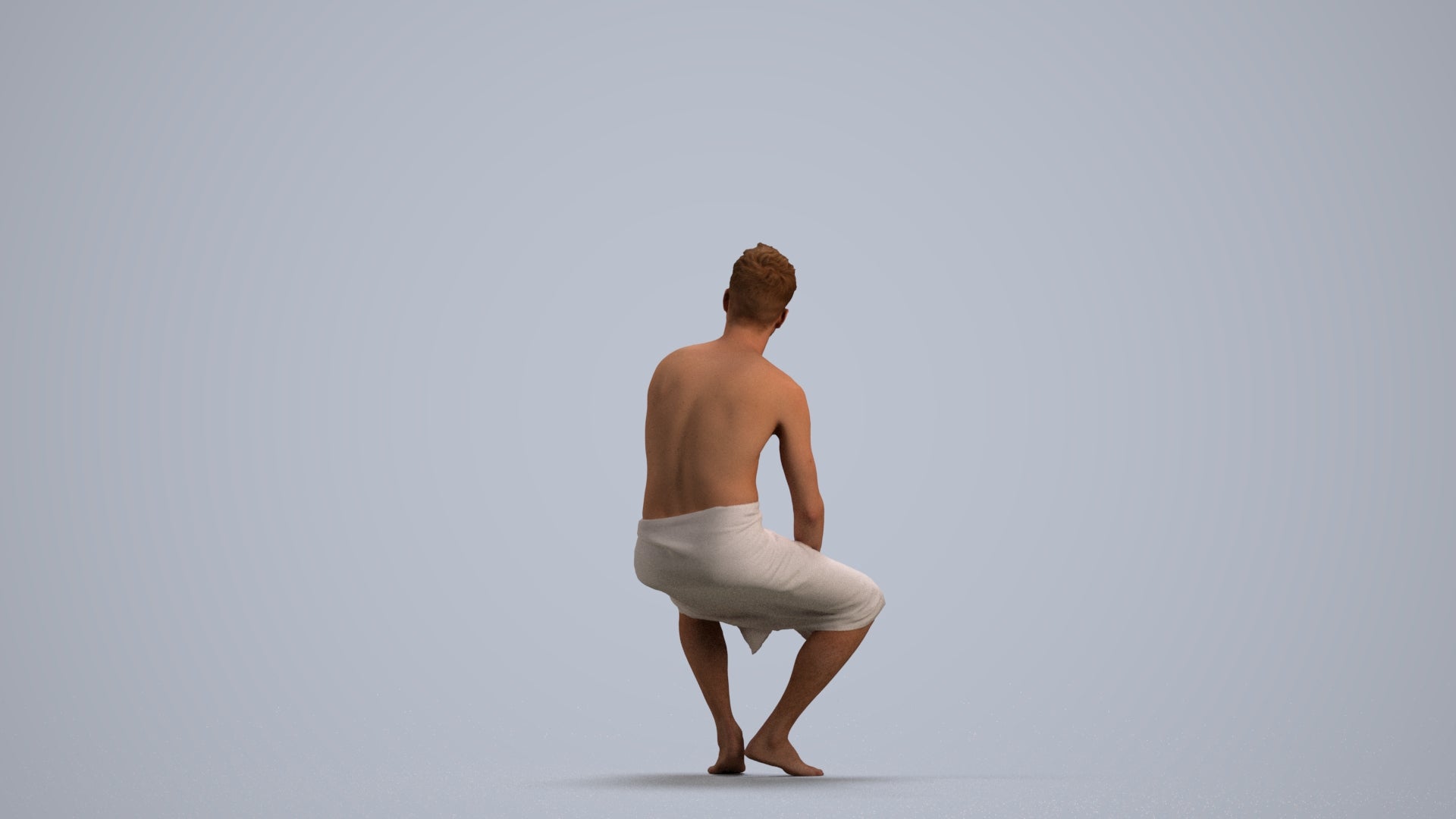 3D scanned man bathroom, photorealistic archviz people for Enscape and SketchUp, front view render