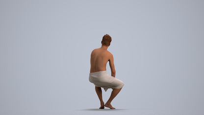 3D scanned man bathroom, photorealistic archviz people for Enscape and SketchUp, front view render