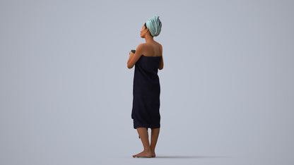 scanned 3D woman standing, photogrammetry people for Enscape and V-Ray, three-quarter view render