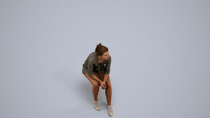 photogrammetry 3D girl casual kids, realistic human model archviz FBX, back view render