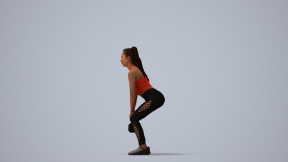 realistic 3D human woman sport, archviz people FBX OBJ for Blender, three-quarter view render