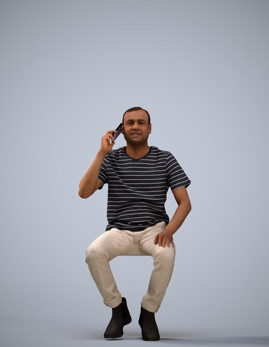 realistic 3D people man casual sitting, render-ready for V-Ray and Corona, FBX OBJ