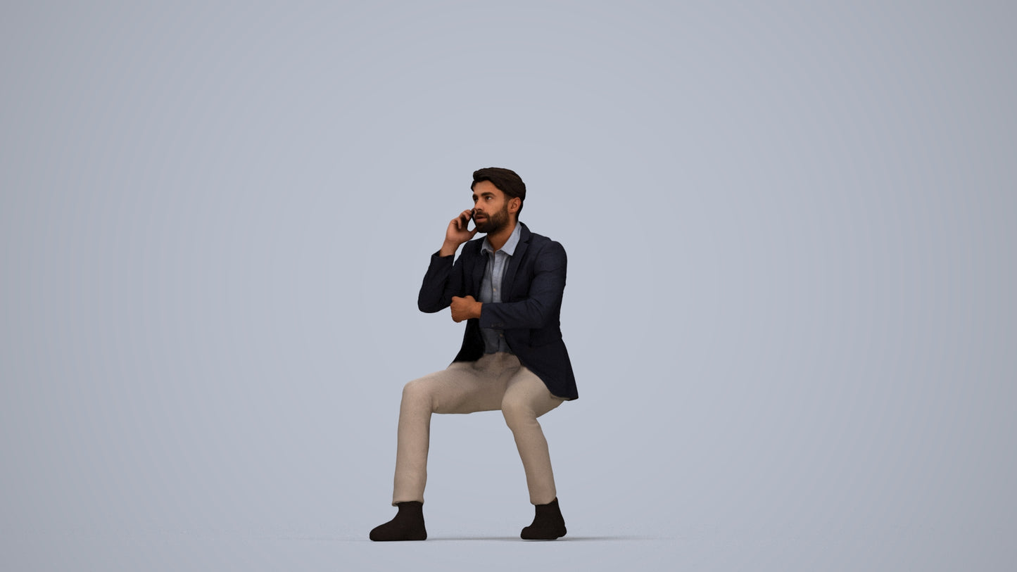 realistic 3D human man business, archviz people FBX OBJ for Blender, top-down view render
