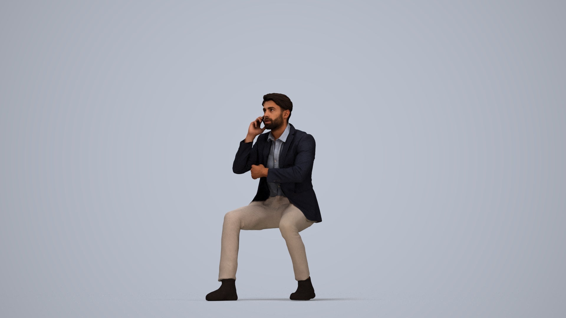realistic 3D human man business, archviz people FBX OBJ for Blender, top-down view render