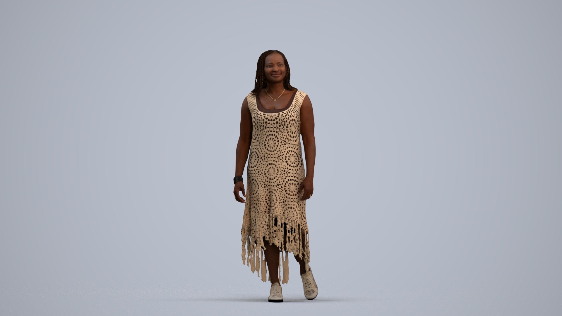 3D human model woman casual standing, photogrammetry scanned person for archviz, standing pose render