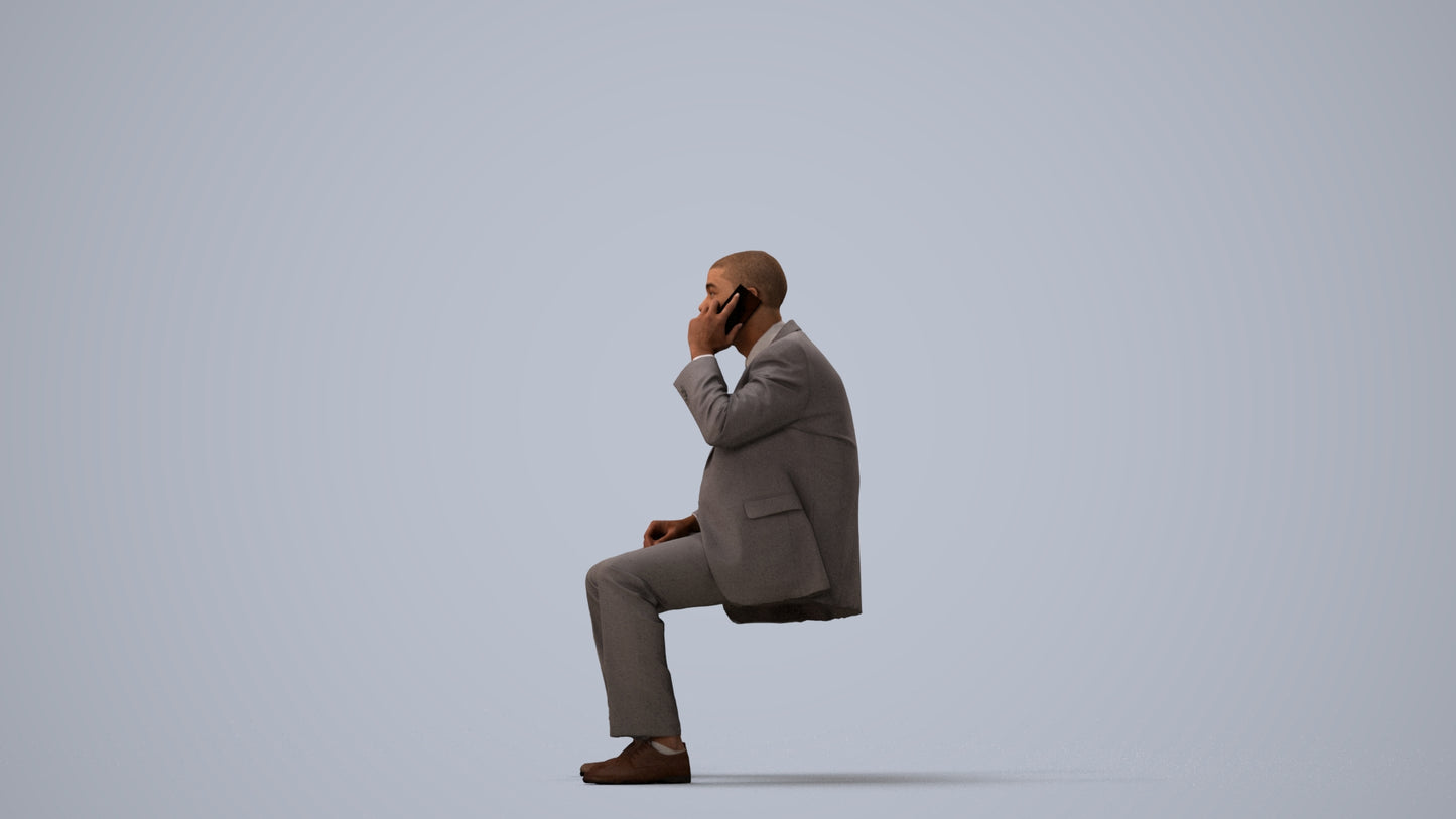 scanned 3D man business, photogrammetry people for Enscape and V-Ray, three-quarter view render