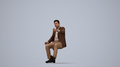 realistic 3D human man business driving, archviz people FBX OBJ for Blender, top-down view render