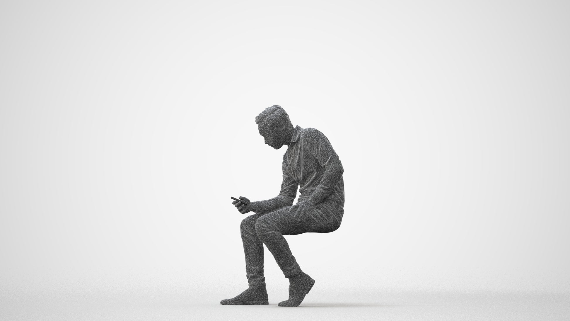 3D people model man casual sitting, scanned human for 3ds Max rendering, square thumbnail