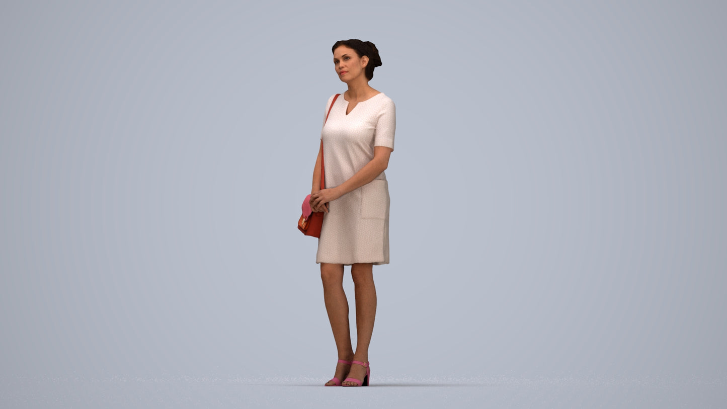 scanned 3D woman business standing, photogrammetry people for Enscape and V-Ray, top-down view render
