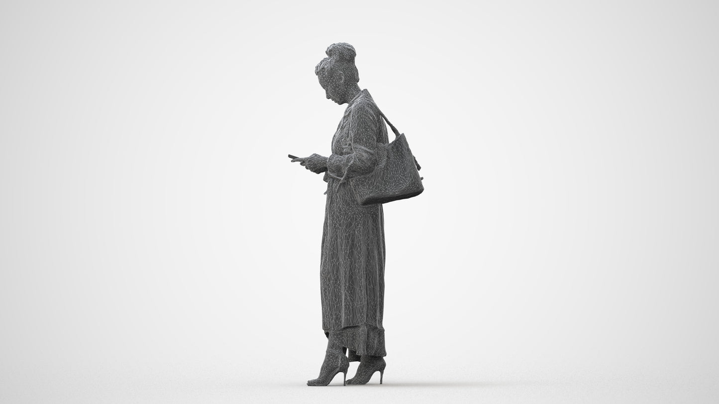 scanned 3D woman business standing, photogrammetry people for Enscape and V-Ray, square thumbnail