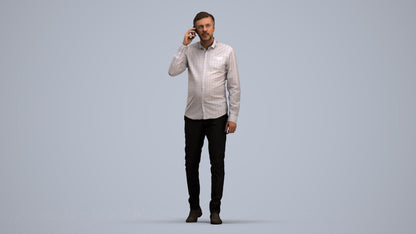3D scanned man walking business, photorealistic archviz people for Enscape and SketchUp, standing pose render