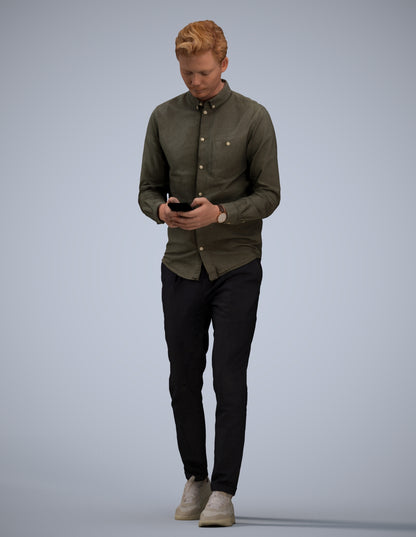 realistic 3D man casual walking, scanned archviz people for Blender and 3ds Max