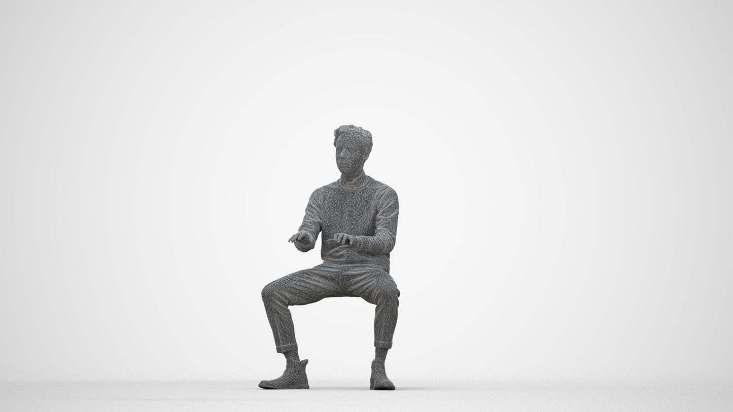 realistic 3D human man casual business, archviz people FBX OBJ for Blender, wireframe back view