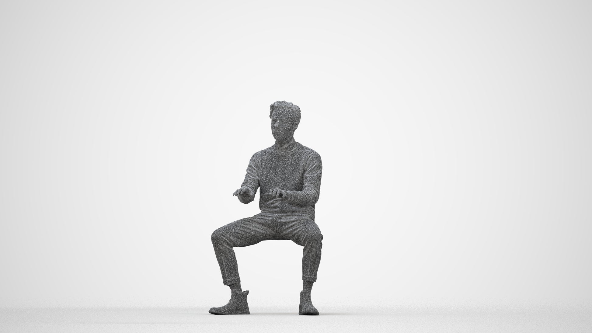 realistic 3D human man casual business, archviz people FBX OBJ for Blender, wireframe back view