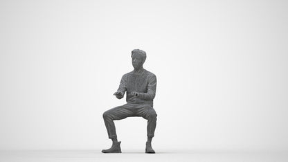 realistic 3D human man casual business, archviz people FBX OBJ for Blender, wireframe back view