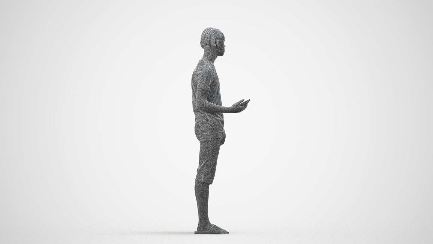 photogrammetry 3D boy casual kids, realistic human model archviz FBX, wireframe side view