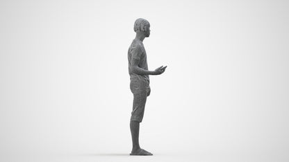 photogrammetry 3D boy casual kids, realistic human model archviz FBX, wireframe side view
