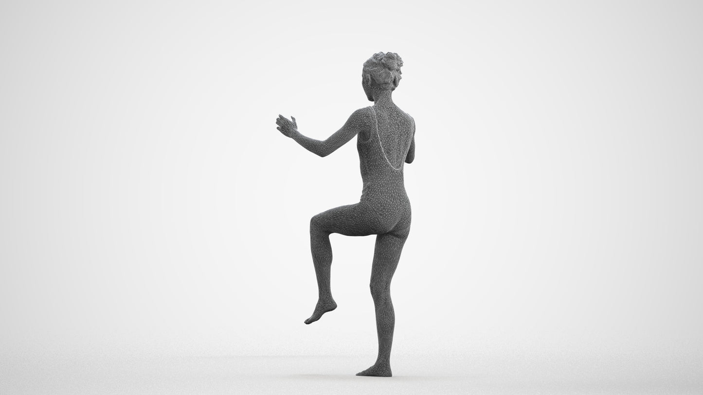 photogrammetry 3D woman pool, realistic human model archviz FBX, wireframe front view