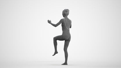 photogrammetry 3D woman pool, realistic human model archviz FBX, wireframe front view