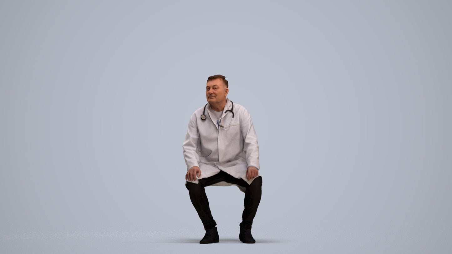 3D scanned man medical, photorealistic archviz people for Enscape and SketchUp, standing pose render