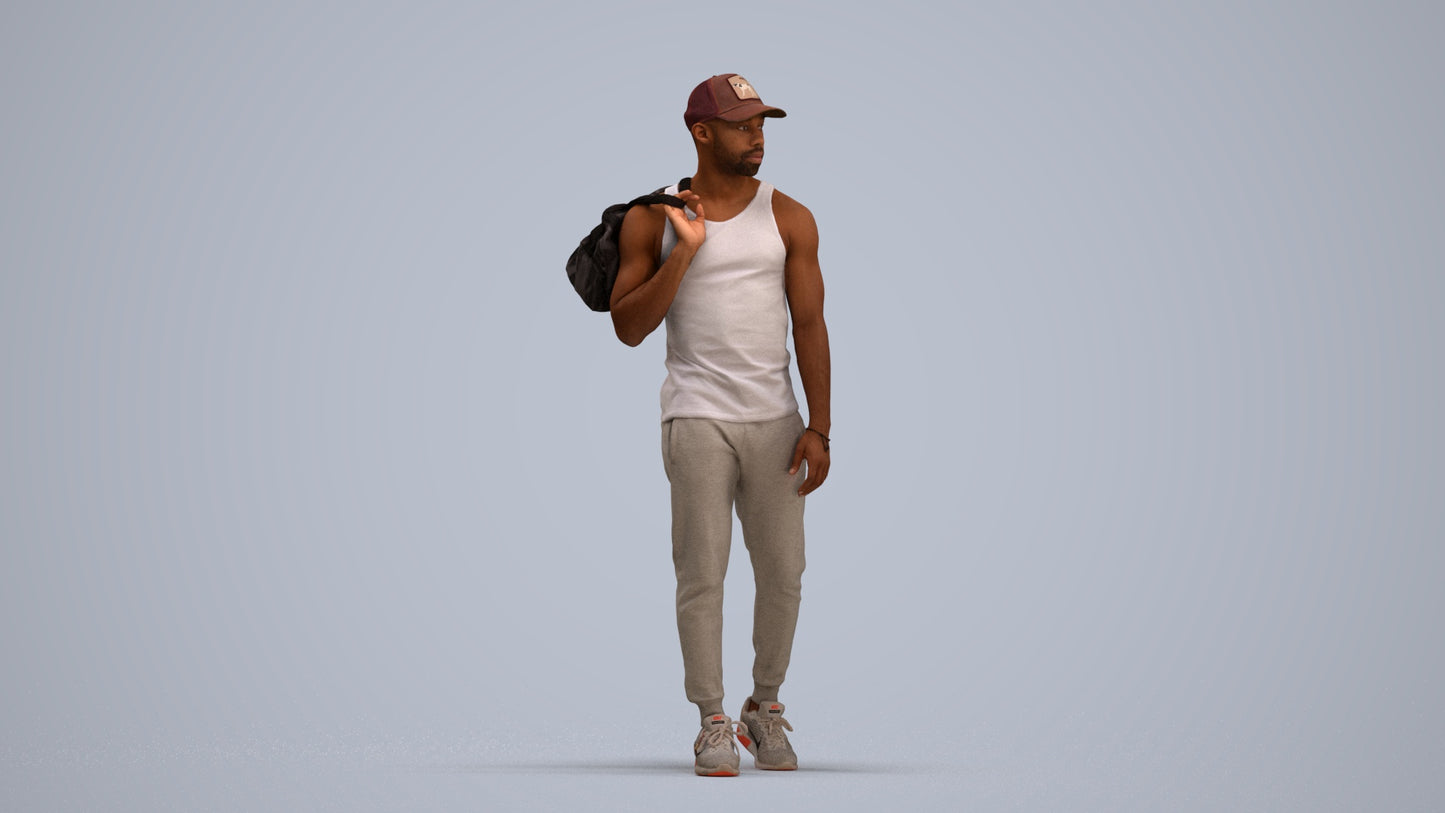 photogrammetry 3D man casual walking, realistic human model archviz FBX, standing pose render