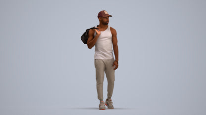 photogrammetry 3D man casual walking, realistic human model archviz FBX, standing pose render