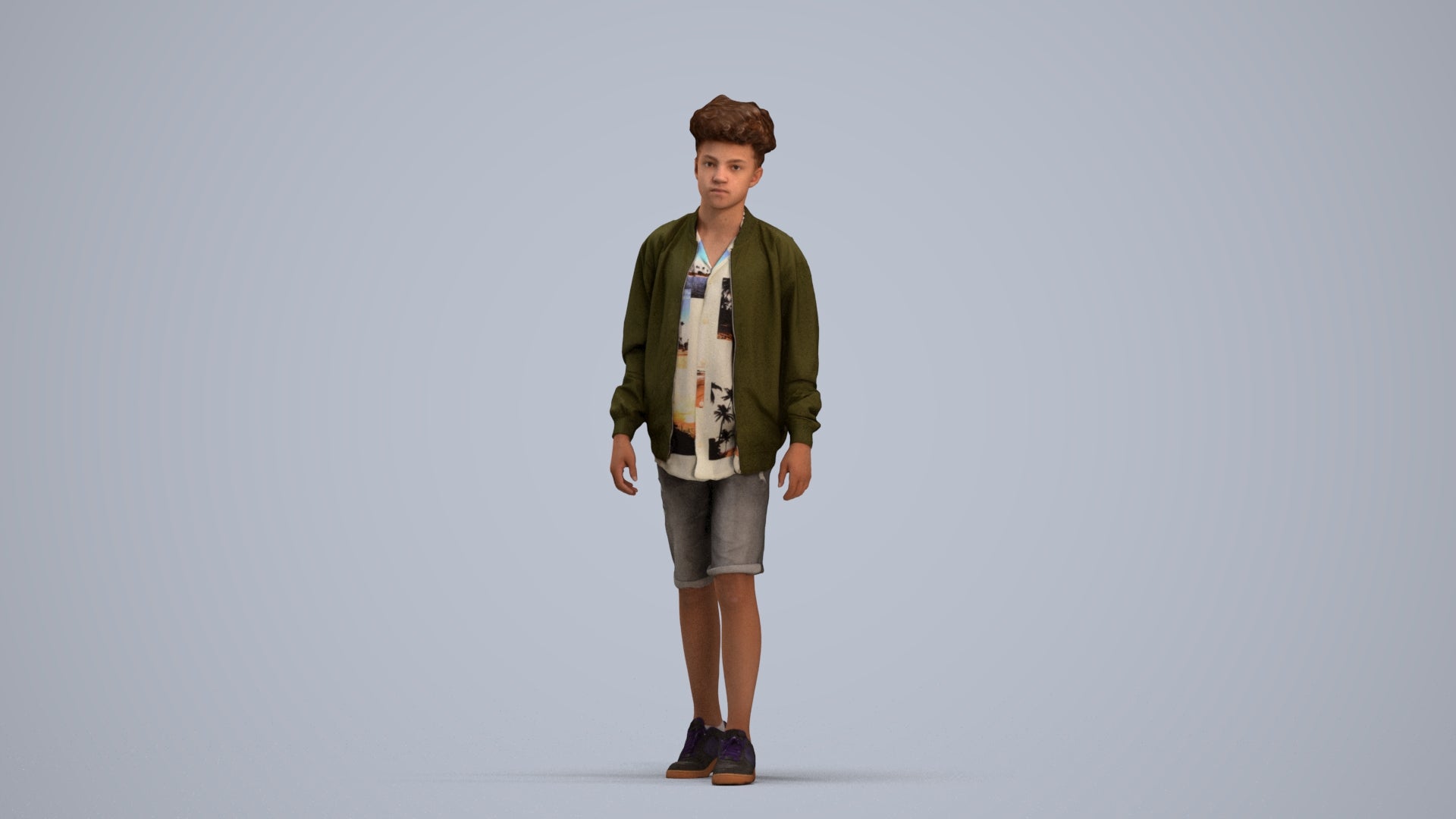 realistic 3D human boy casual kids, archviz people FBX OBJ for Blender, standing pose render