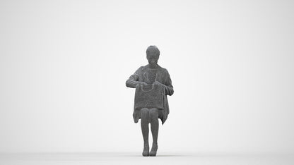 realistic 3D people woman business sitting, render-ready for V-Ray and Corona, FBX OBJ, wireframe back view