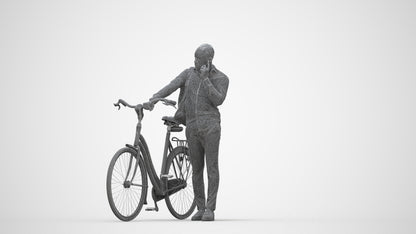 realistic 3D people man business cycling, render-ready for V-Ray and Corona, FBX OBJ, wireframe back view