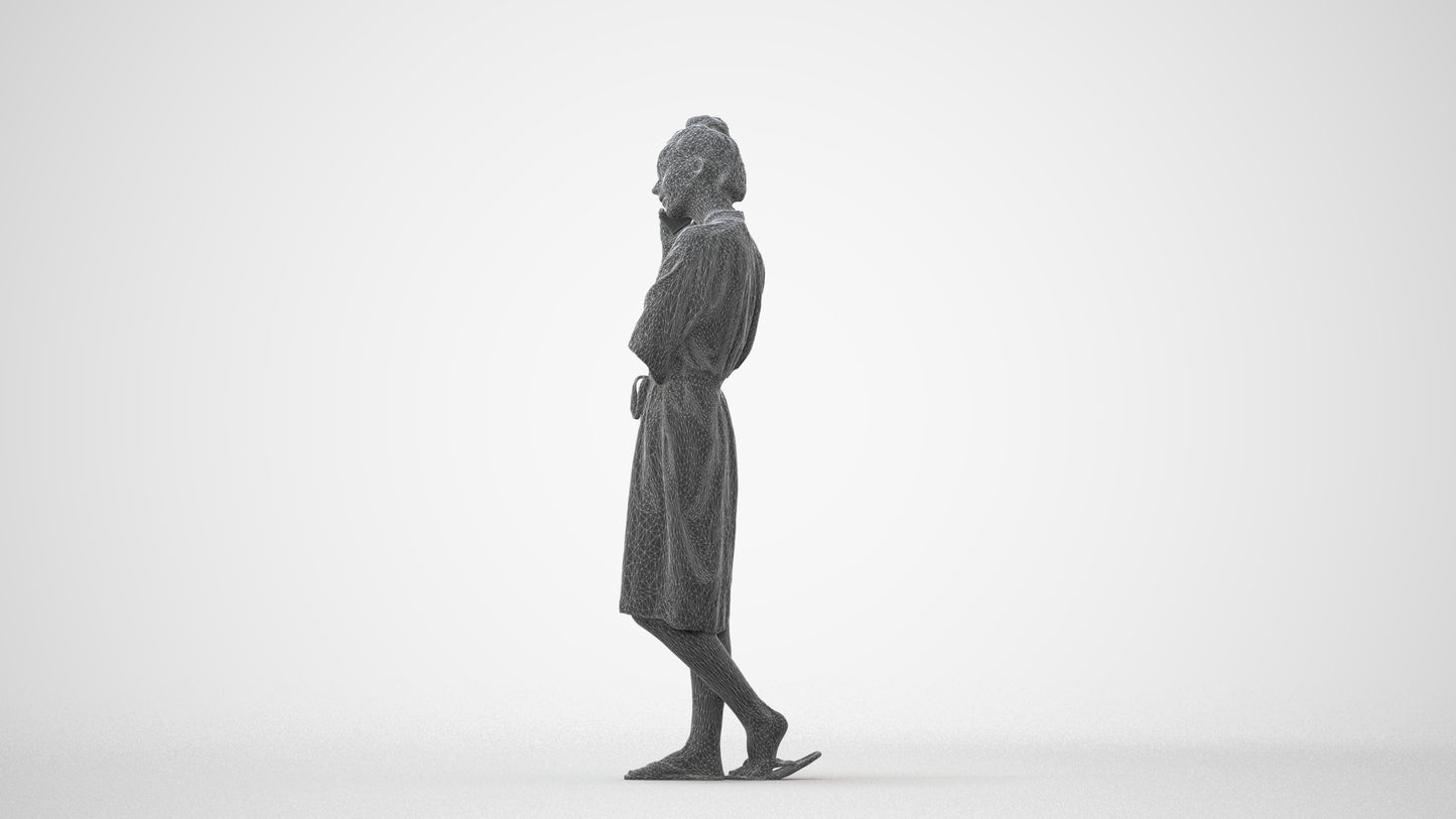realistic 3D human woman pool, archviz people FBX OBJ for Blender, square thumbnail