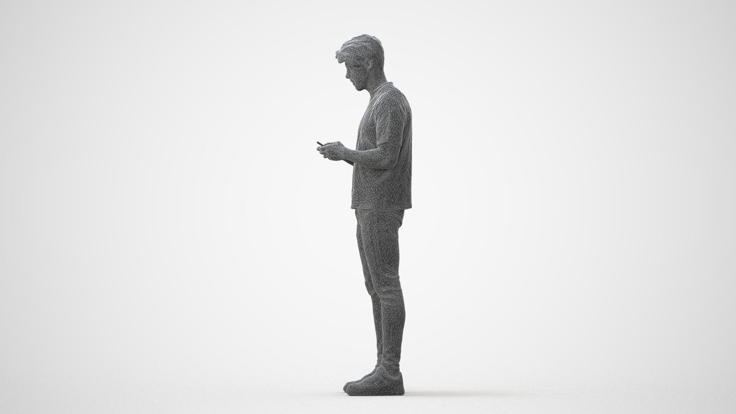 3D scanned man standing casual, photorealistic archviz people for Enscape and SketchUp, square thumbnail