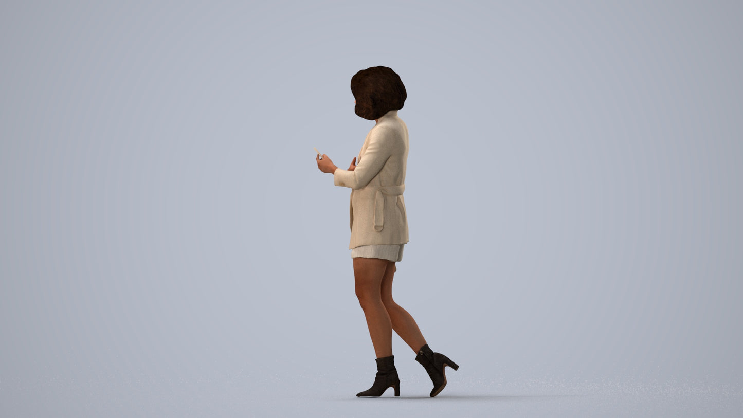 3D people model woman business standing, scanned human for 3ds Max rendering, three-quarter view render