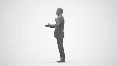 3D human model man business, photogrammetry scanned person for archviz, wireframe back view