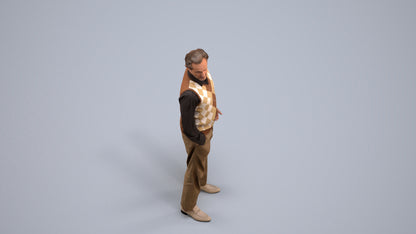 realistic 3D human man business standing, archviz people FBX OBJ for Blender, back view render