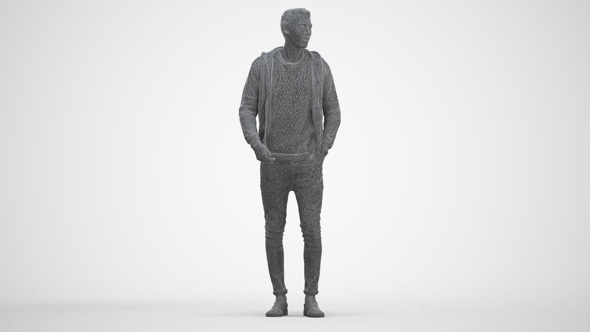 realistic 3D people man casual standing, render-ready for V-Ray and Corona, FBX OBJ, three-quarter front view render