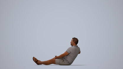 3D scanned man sitting casual, photorealistic archviz people for Enscape and SketchUp, top-down view render