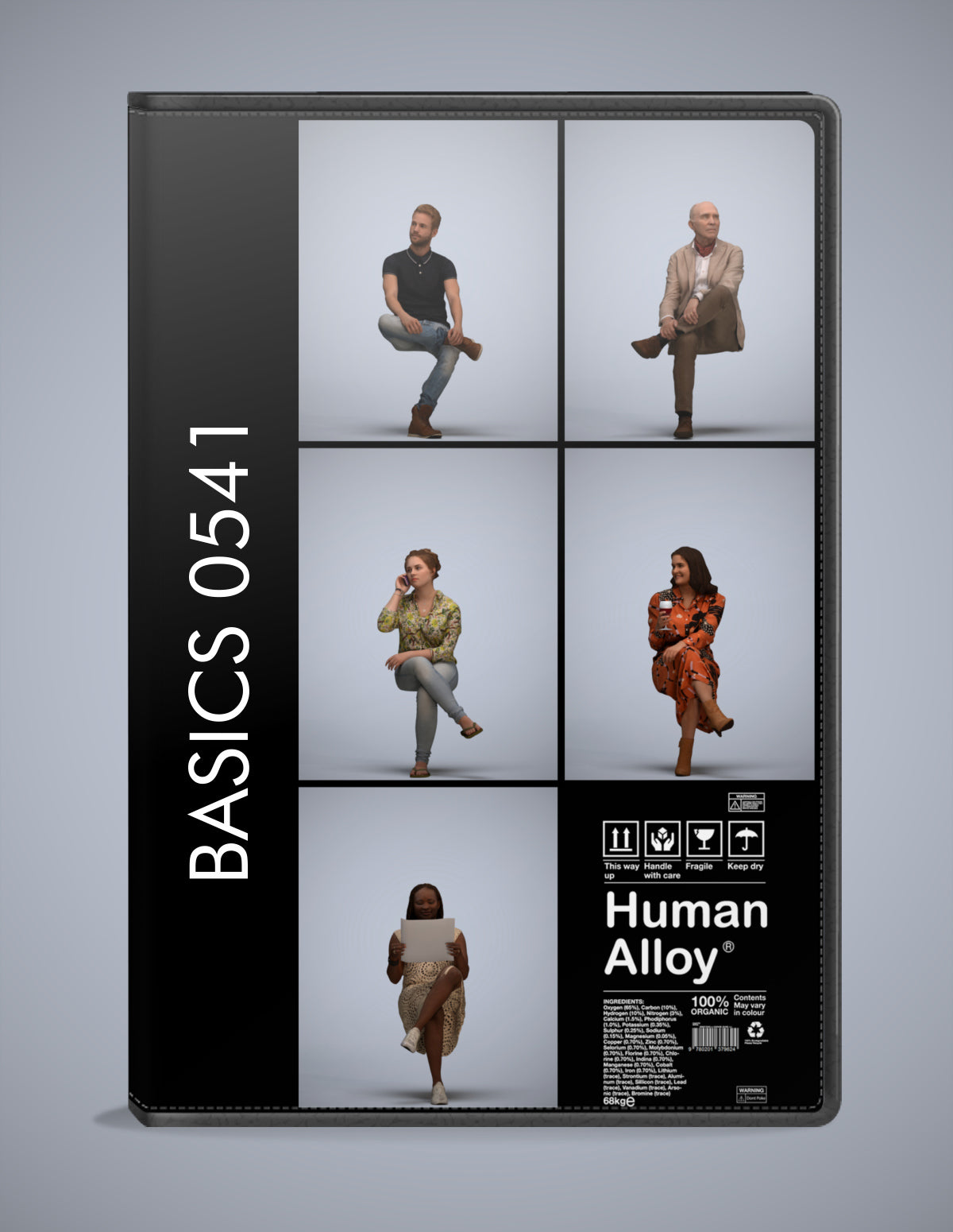 realistic 3D people sitting set, 5 render-ready models for V-Ray and Corona