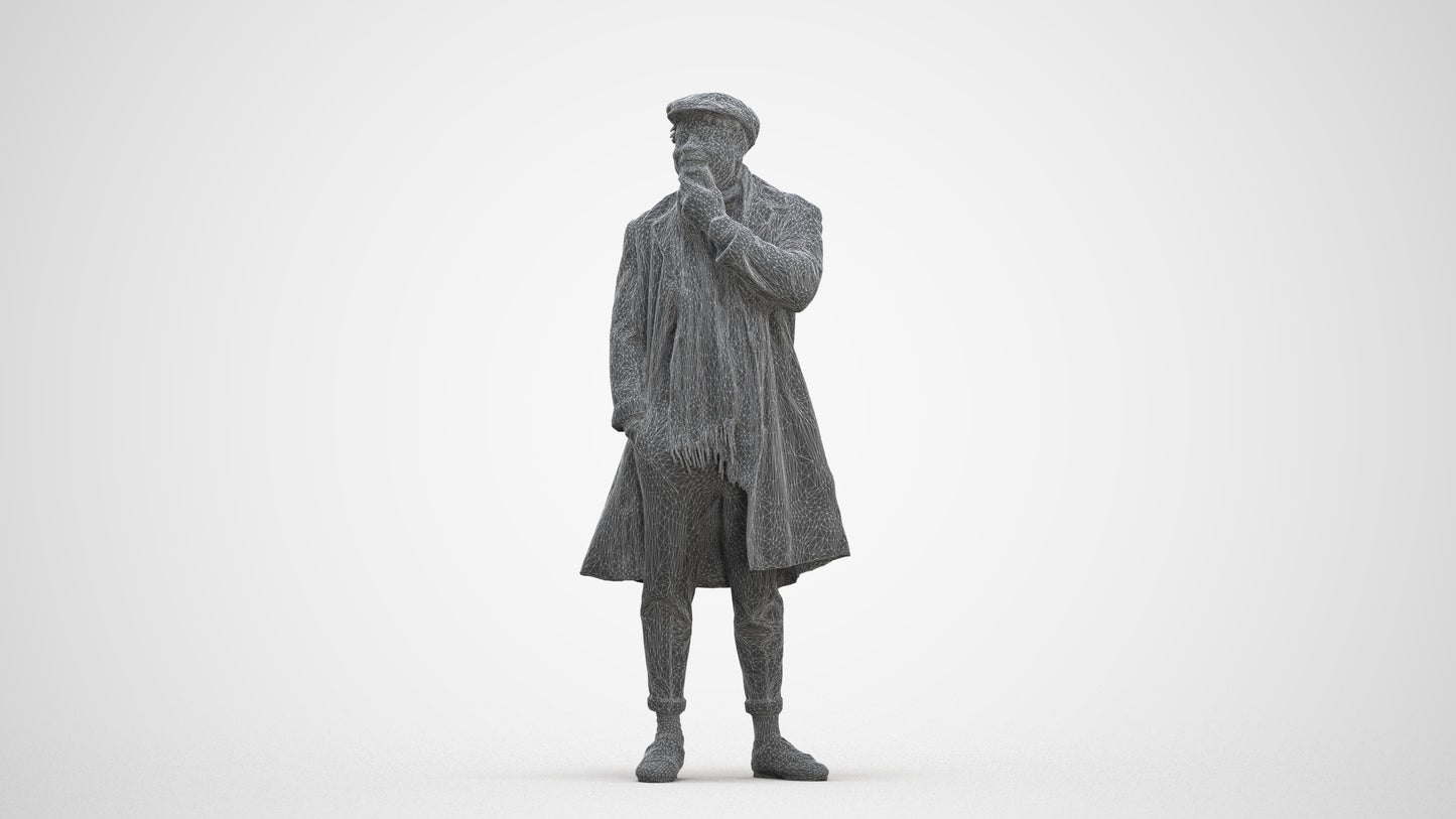 3D human model man casual standing, photogrammetry scanned person for archviz, three-quarter front view render