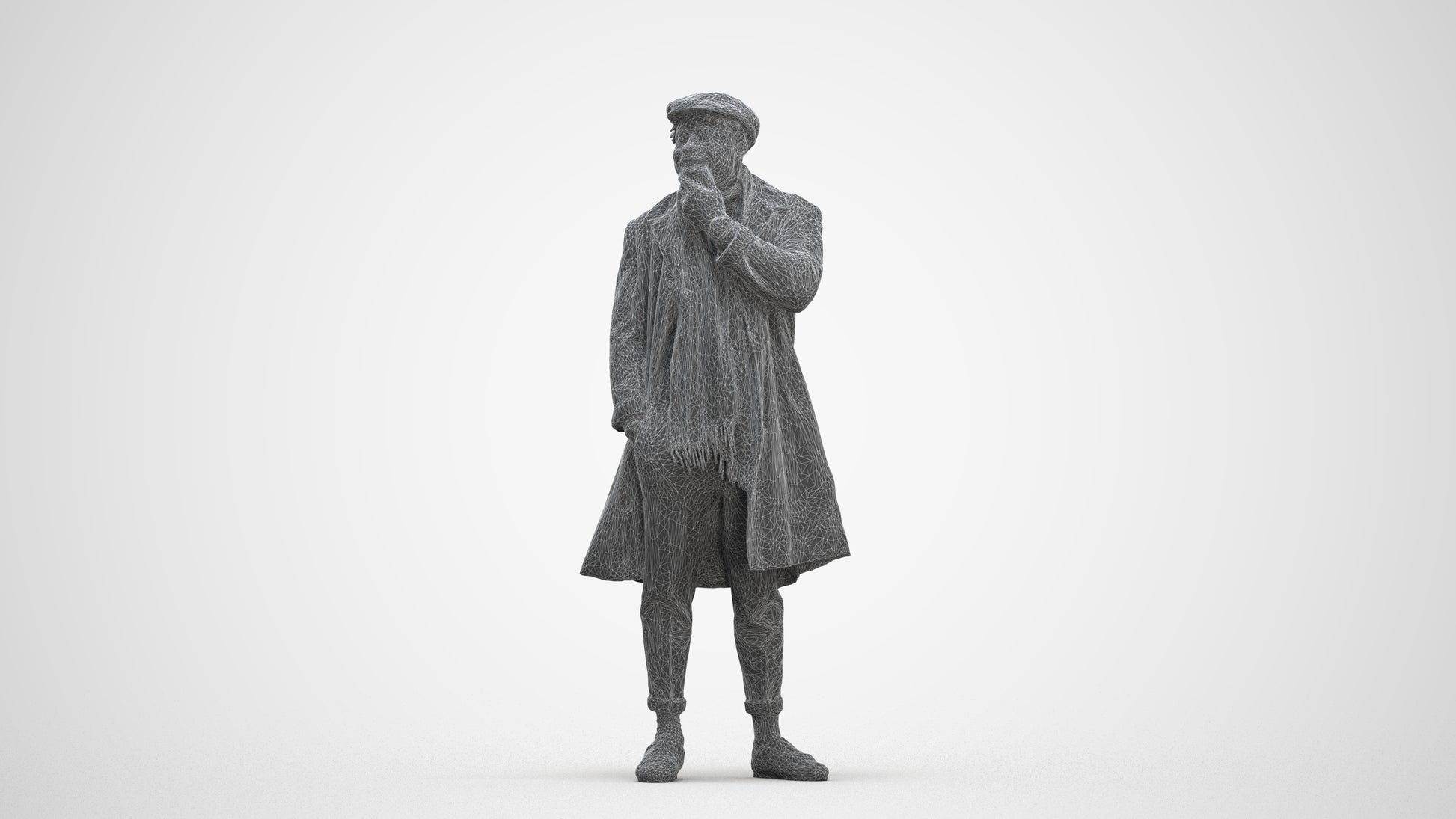3D human model man casual standing, photogrammetry scanned person for archviz, three-quarter front view render