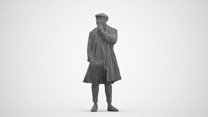 3D human model man casual standing, photogrammetry scanned person for archviz, three-quarter front view render