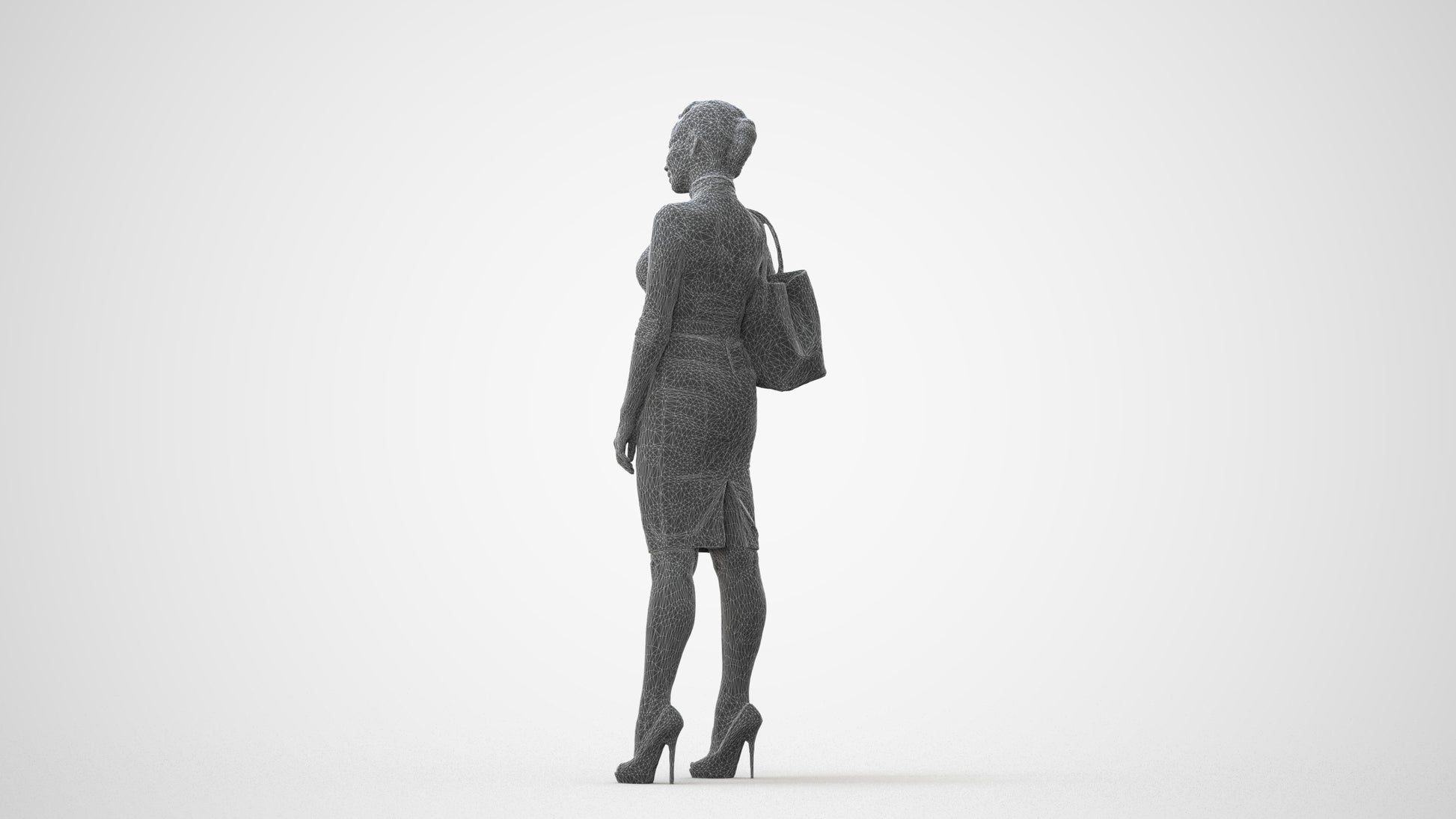 3D scanned woman standing business, photorealistic archviz people for Enscape and SketchUp, square thumbnail