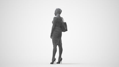 3D scanned woman standing business, photorealistic archviz people for Enscape and SketchUp, square thumbnail