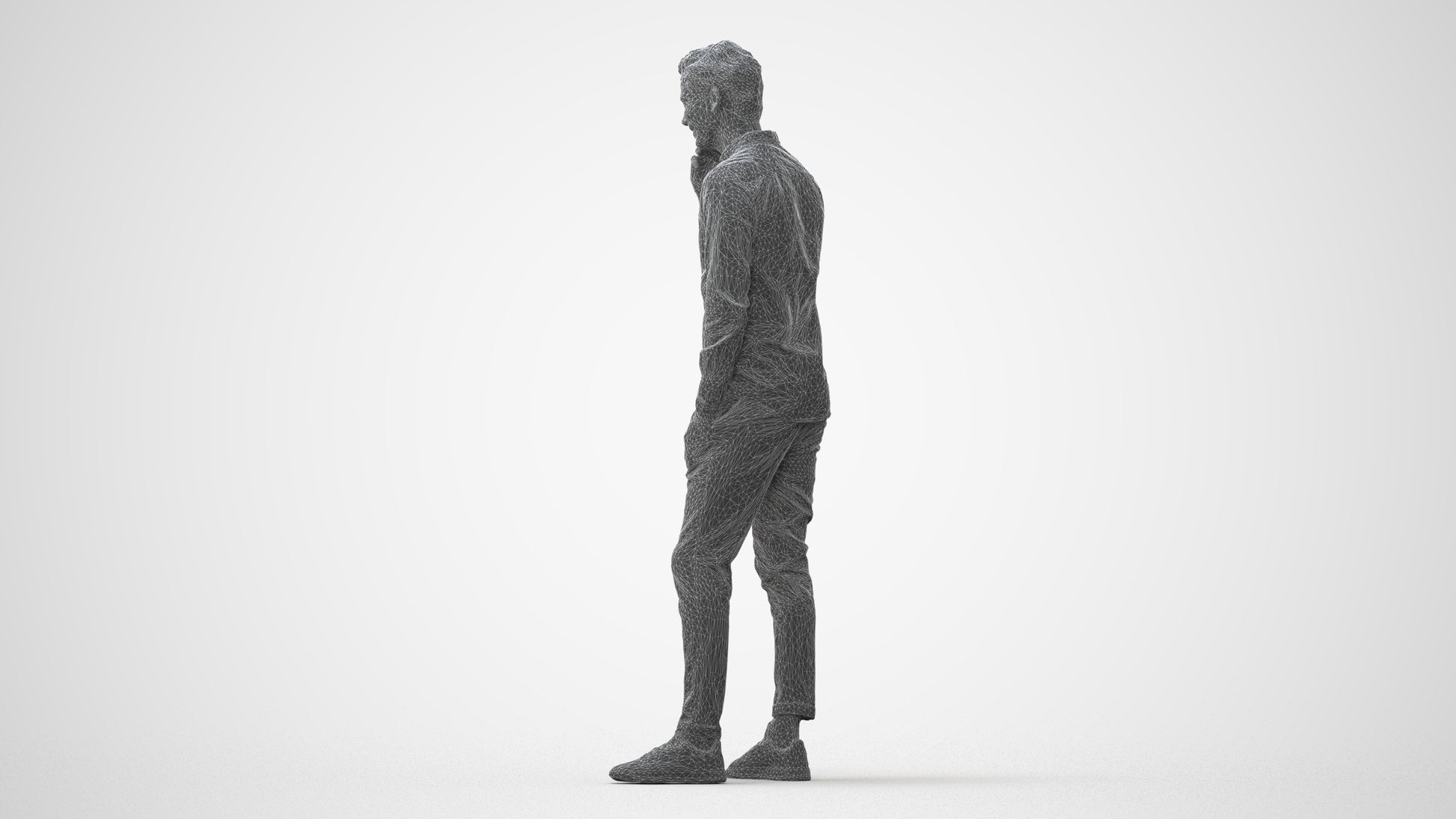 realistic 3D human man casual standing, archviz people FBX OBJ for Blender, square thumbnail