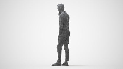 realistic 3D human man casual standing, archviz people FBX OBJ for Blender, square thumbnail